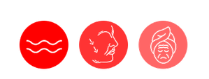 Icons representing wrinkles, facial lines and sagging skin
