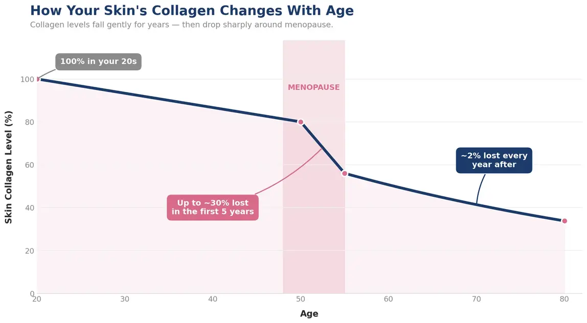 Collagen loss around menopause over time