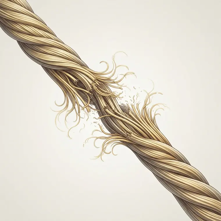 Collagen strands breaking one by one inside the cable